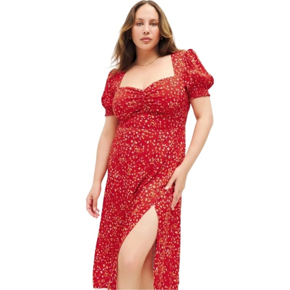 Reformation Red Floral Midi Dress